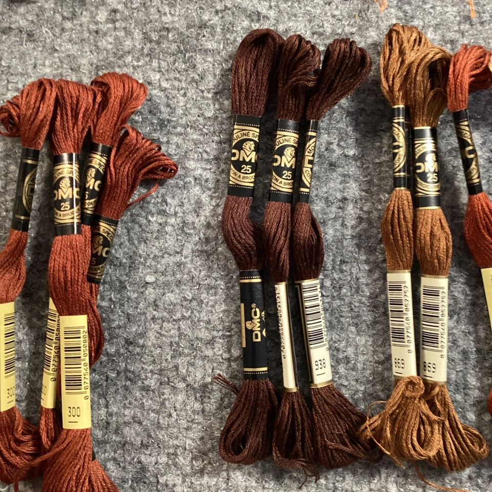 DMC Embroidery Floss Lot of 35 Mixed Browns Skeins 698 434 300 938 839 400 781 + - Image 4 of 4