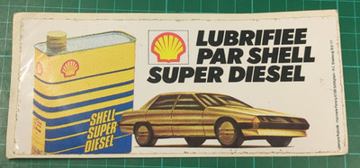 Oldtimer French Shell Super Diesel, Motoröl, Aufkleber 180 mm x 75 mm