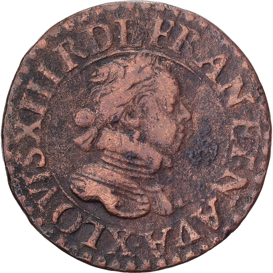 [#1526925] France, Louis XIII, Double Tournois, 1616, Amiens, Copper, VF, CGKL:2 - Image 1 of 2