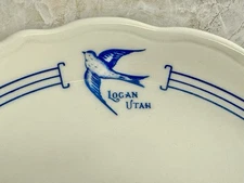 Bluebird Restaurant Logan Utah Syracuse China Plate. Vtg. Bluebird Plate.