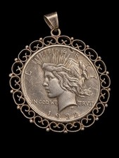 Peace Dollar 1922 USA Silberm&uuml;nze 900er Silber als Anh&auml;nger &ndash; filigrane Fassung
