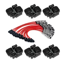 MAS Set of 6 Ignition Coils Pack +12pcs Spark Plug Wire Sets Compatible with ...