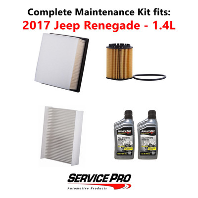 2017 Jeep Renegade 1.4L Complete Oil, Air & Cabin Filter Kit (5W-40)