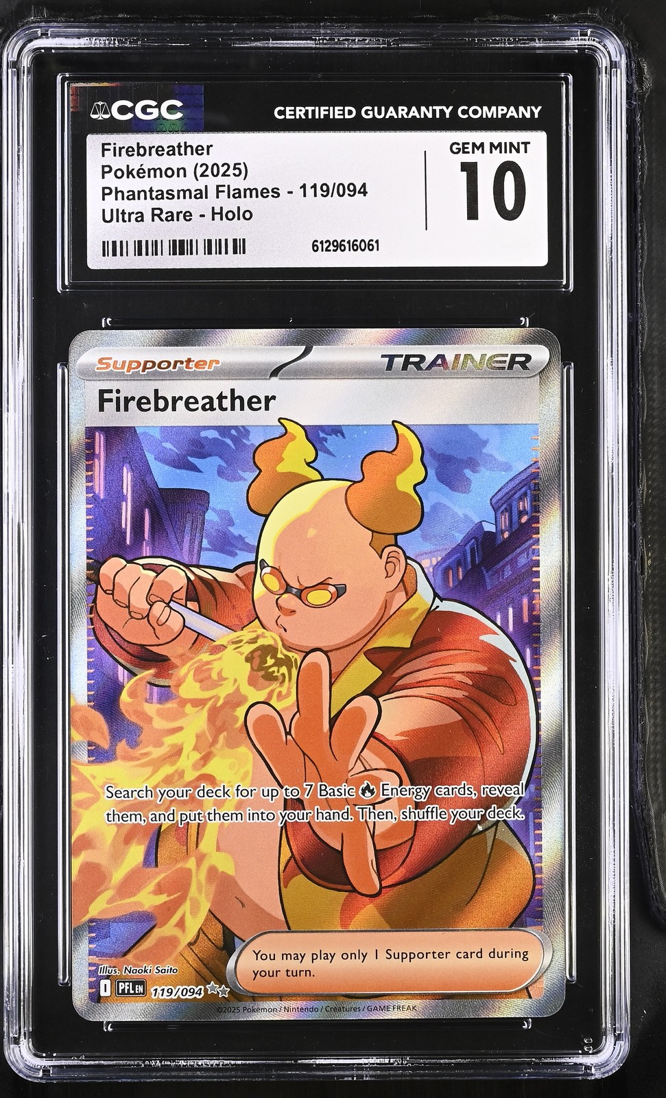 2025 Phantasmal Flames Pokemon Firebreather CGC 10 119/094