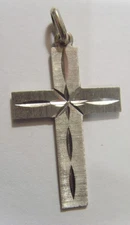 antique 14k white gold classic Christian cross pendant religious fv1954