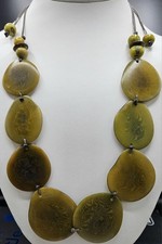 Tagua Nut Necklace Moss Green Adjustable To 28 Inches Includes FREE Gift Bag
