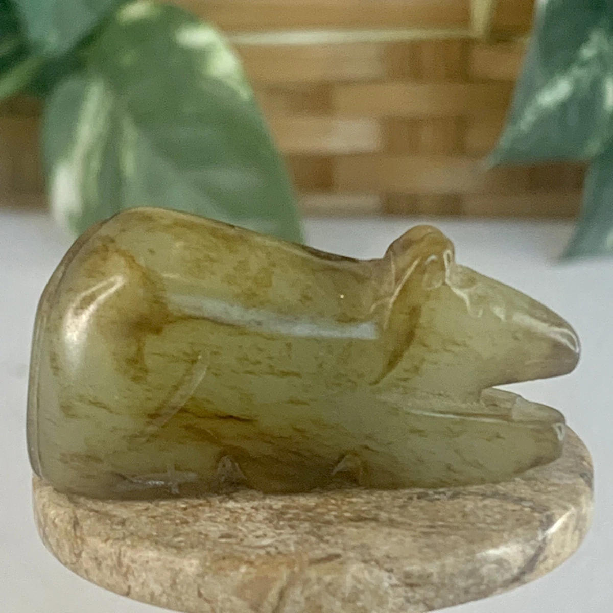 石？玉？の中国的置物　瓢箪に鼠　中国美術　5cm強　26g 中国美術 人物像 玉石彫刻 古美術 古洛] 砡 「鵞鳥啄如意」 中国美術