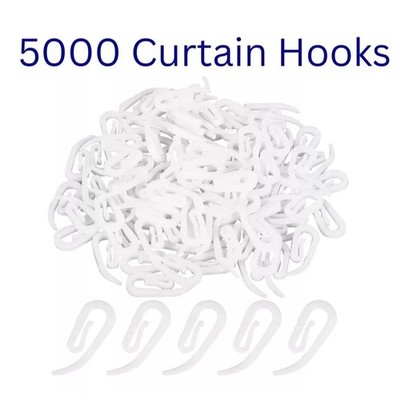5000 GARDINENHAKEN FÜR RINGBAND WEISS KUNSTSTOFF NYLON HAKEN UK. 2,8 x 1,2 cm