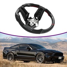 For 2010-2014 Ford Mustang Gt V6 Carbon Fiber Look Steering Wheel Red-stitching