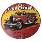 Vintage Texaco Fire-Chief Porcelain Sign - Red Fire Truck Gasoline Sign