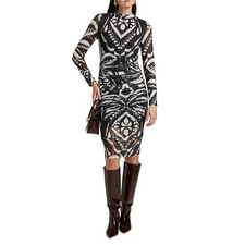 Farm Rio Ikat Ruched Tulle Midi-Dress