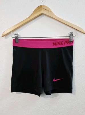 Nike Pro Compression Shorts Women's Size Medium Black /Pink 3'' Inseam