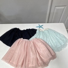 H M Girls Size 6 Tutu Skirt Set Multicolor Glitter Tulle Elastic Waist