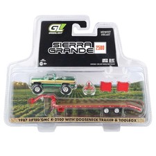 Greenlight Chase 1/64 1987 Lifted GMC K2500 Truck Gooseneck Trailer 51653-B
