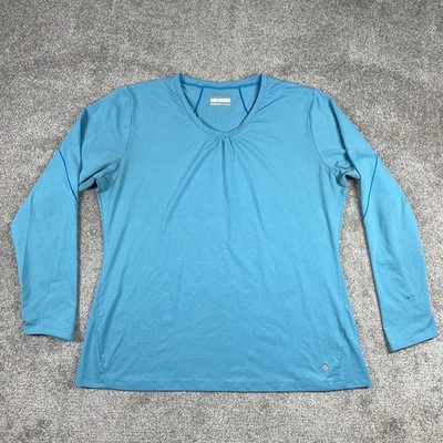 Columbia Base Layer Womens 1X Omni Wick Omni Shade Scoop Neck Athletic Blue