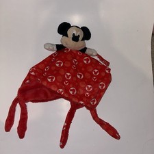 Disney Mickey Mouse Baby Security Blanket Red Boys Girls Lovey Knotted Corners
