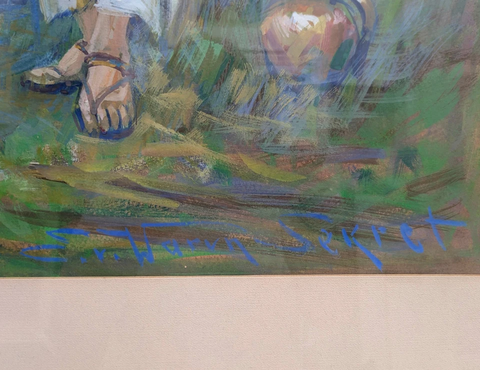 Eugen von Warun-Sekret 1896–1963 Gemälde GOUACHE SIGNIERT Mann UKRAINE antik - Bild 3 von 4