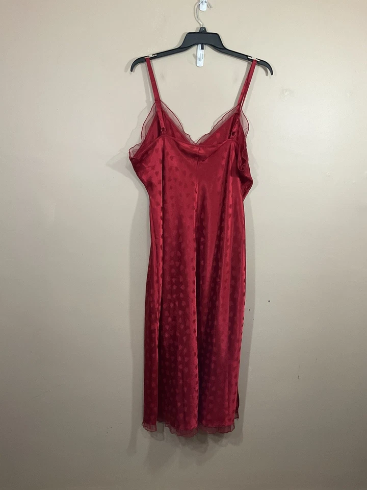 复古女式心形印花长裙 2X 红色 Y2K Whimsigoth 情人节派对 — 第 4/4 张图片