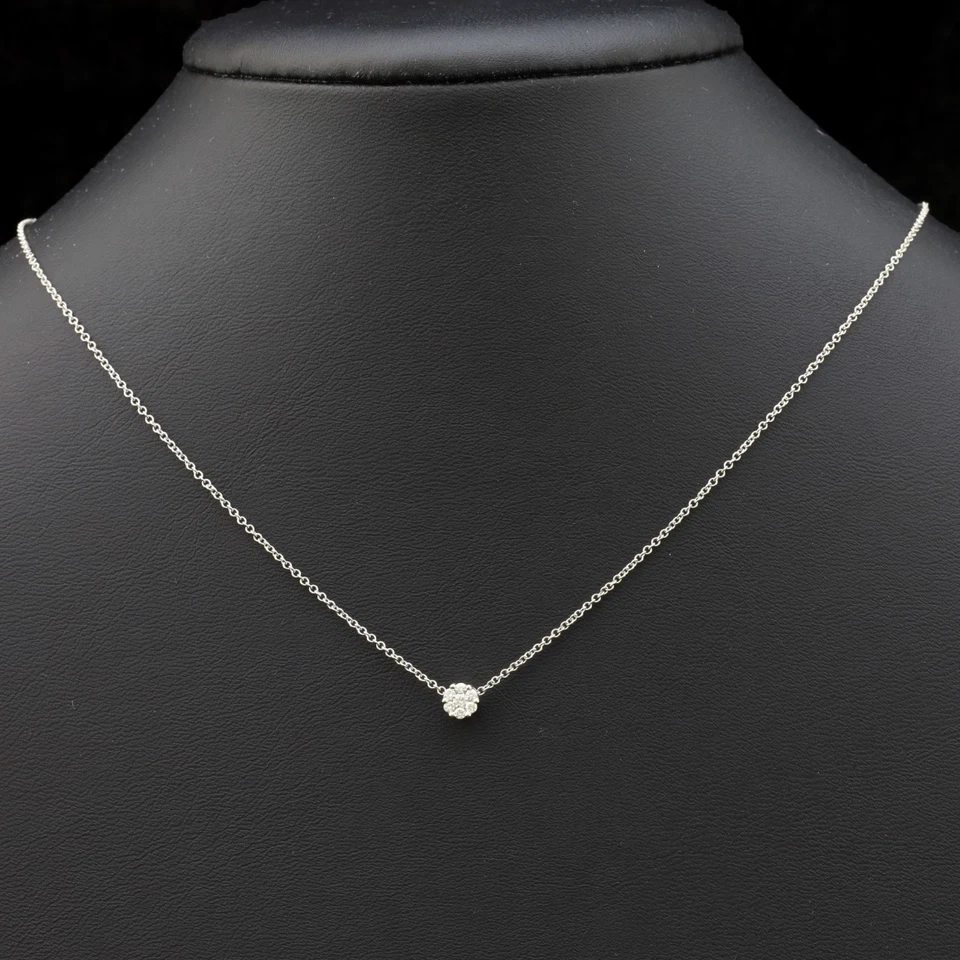 Collar De Oro Blanco 18 KT Con Diamantes Naturales 0.11 CT - Imagen 3 de 4