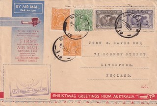 Australia 1931 Christmas Flight Cover to England (p2429)
