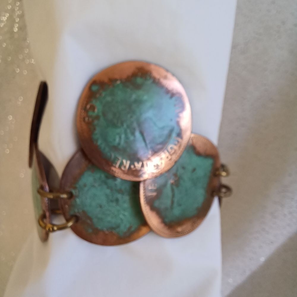 Bracelet Statement Oxidized Copper Turquoise Tone… - image 4