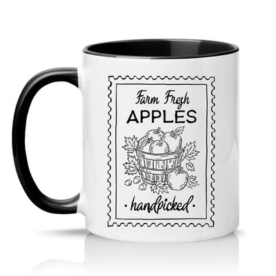 Farm Fresh Äpfel handverlesen Unisex 11 Unzen Keramiktasse Ernte Küche Geschenk