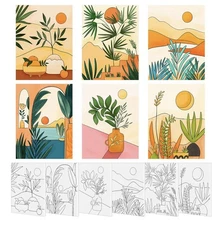 6 Pack Paint by Number Canvas for Adults Beginners, Easy Acrylic Boho