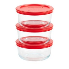 2-Cup Round Glass Food Storage Containers with Lids, Set of 3, Airtight Kitchen