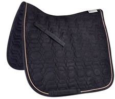 Waldhausen Full Size Dressage Saddle Pad In Black Velvet Feel With Rose Gold