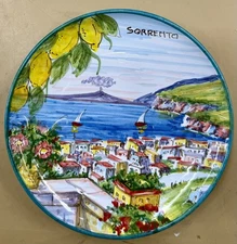 Vietri Pottery-8’’ Plate With Sorrento Scenery.Made/painted by hand in Italy