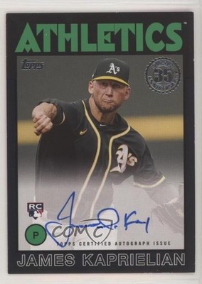2021 Update 1986 Topps Baseball Black /199 James Kaprielian Rookie Auto RC 00lz
