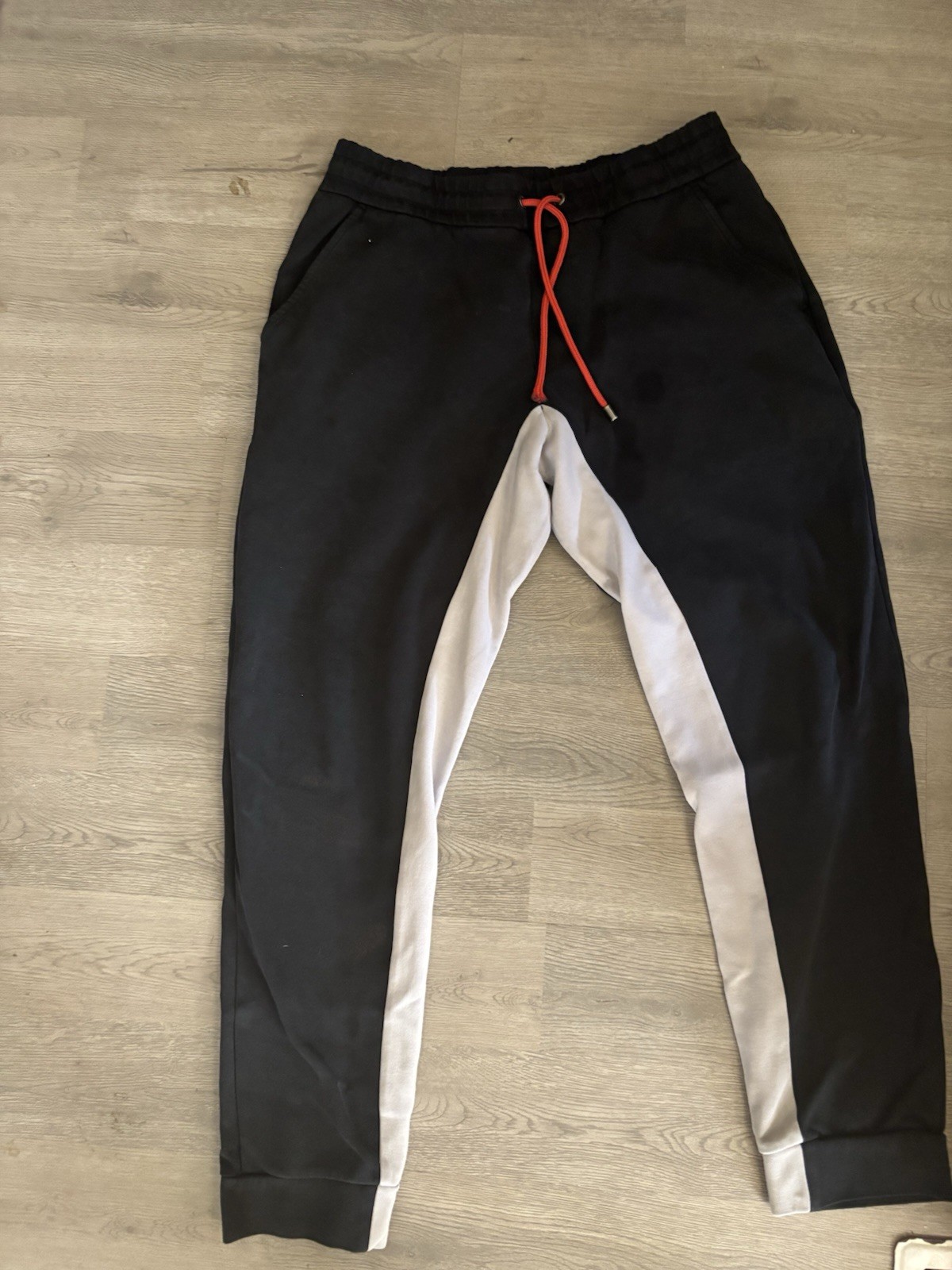Armani Exchange Men's Jogger Pants Black White Colorblock Red Drawstring Size M