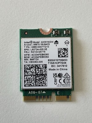 Intel AX201 NGW Wi-Fi 6 + Bluetooth 5.0 M.2 Adapter Wireless Netzwerkkarte