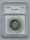 1953 S Silver Washington Quarter ICG MS 66 Nice Rustic Tone