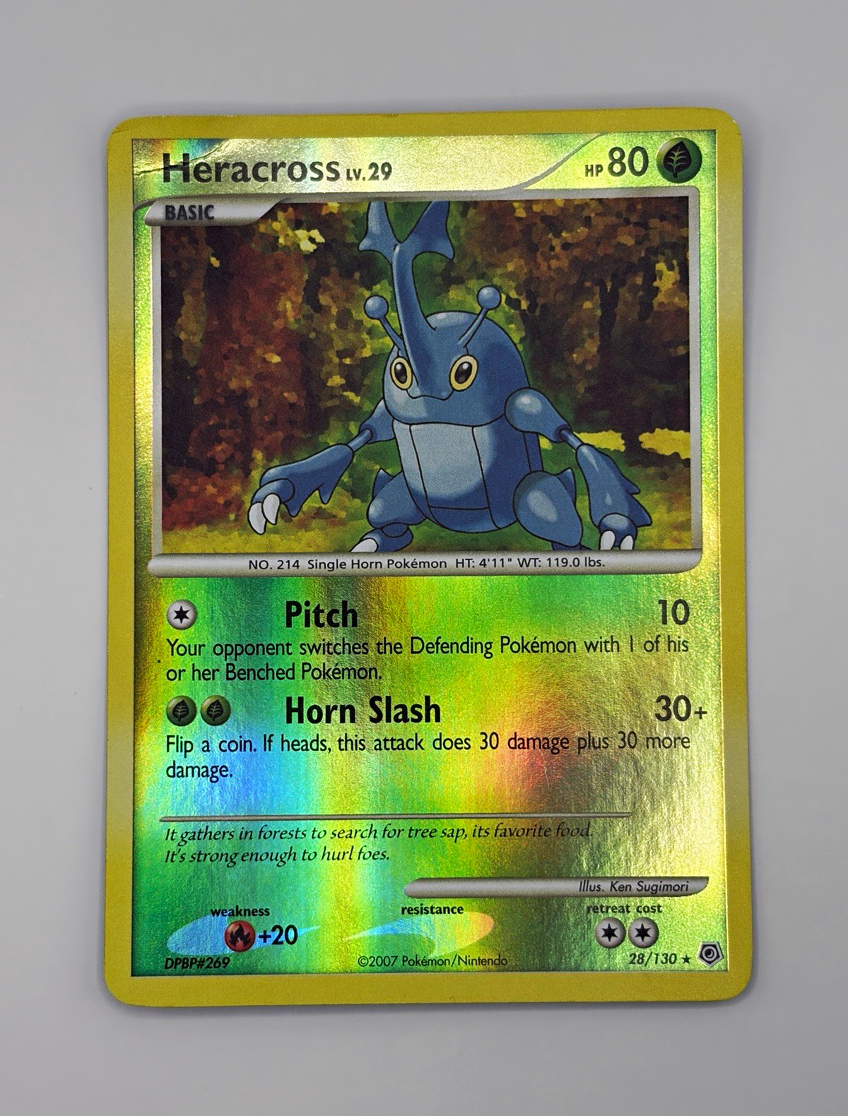 Pokémon Heracross 28/130 Diamond and Pearl Eng 2007 Reverse Holo Rare