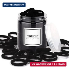 iFwevs 50PCS Black Hair Ties,Cotton Seamless Ponytail Holders,No Damage Elastics