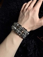 Stainless Steel Double Skull Bike Chain Bracelet 8  20cm Gothic Biker Jewelry