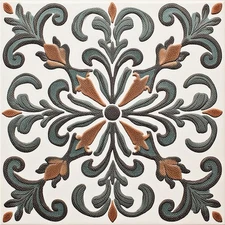 10PCS 12x12 Inch Embossed Vintage Baroque Green Brown Pattern Floor Tiles Pee...