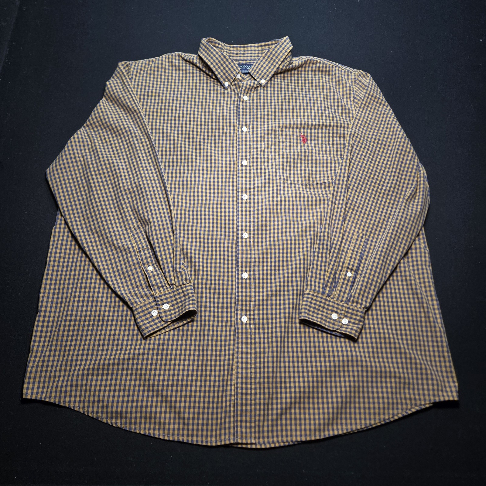 US Polo Assn. Men's Shirt Size 3XLT Yellow & Black Checkered