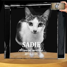Personalized Pet Memorial 3D PHOTO Crystal Gifts for Mom Dad Etched Dog Keepsake