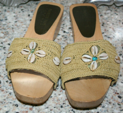 PATRIZIE PAPE FIRENZE WOMENS SANDALS SHOES SLIDES SIZE 36 5.5-6 M wooden wood 