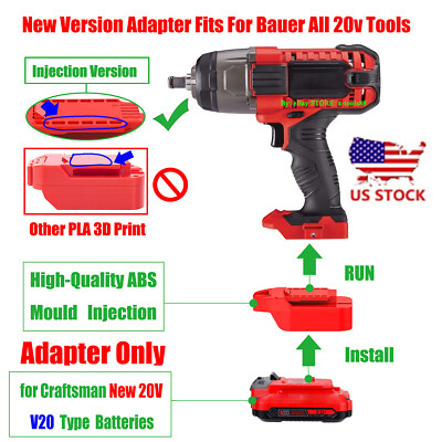 1 Adapter Fits Craftsman V20 New 20v Type Battery To for Bauer 20v Cordless Tool