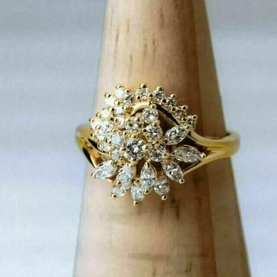 2,20 kt runder Lab Created Diamant Verlobungsring Damen 14 K Gelbgold vergoldet