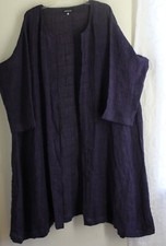 Awesome! New Eskandar Sz 2 Beachy Purple 45"l Crinkle Woven Duster Jacket Coat