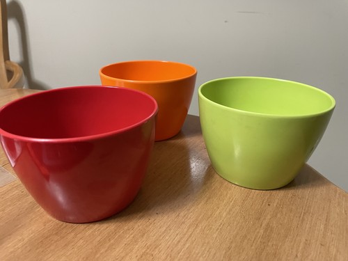 Lot of 3 -- 2-Crate & Barrel Bowls & 1 Melamine Red Bowl - Picture 2 of 11