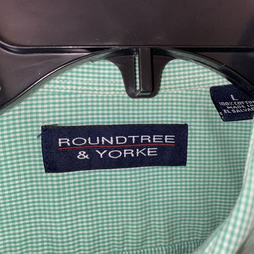 Roundtree & Yorke Men's Shirt Size Large Green Blend Short Sleeve Button Up - Picture 3 of 7