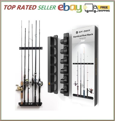 Vertical Fishing Rod Holder Wall Mount Pole Storage Rack for Garage ...