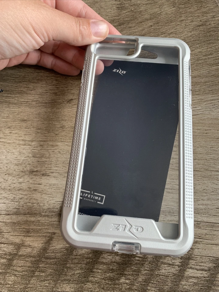 Zizo Ion Series Funda Transparente Plateada con Protector de Pantalla para iPhone 6s+/7+/8+ Foto 3 de 4