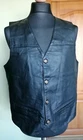 Mens ROYAL Black  Leather Vest Gillet Waistcoat Size L (on label XL), VGC !