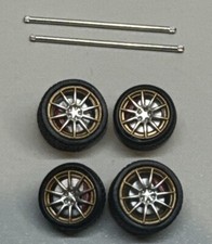 1/64 Wheel and Tire Set Real Riders Silver/Gold 11mm/11.5mm